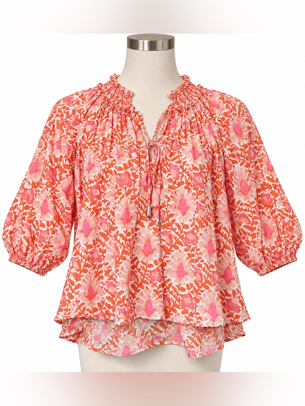 free people Falling For You Blouse Floral Orange & Pink Small